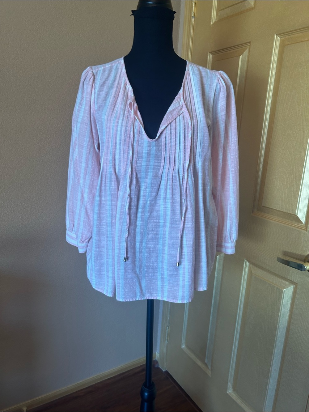 Tommy Hilfiger peach & white striped blouse